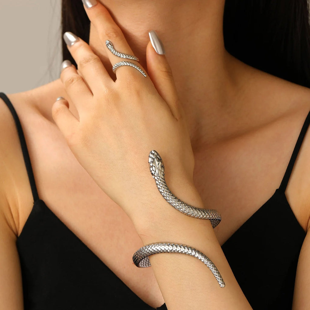 Kacob | Sculpted Serpent Cuff and Ring Set