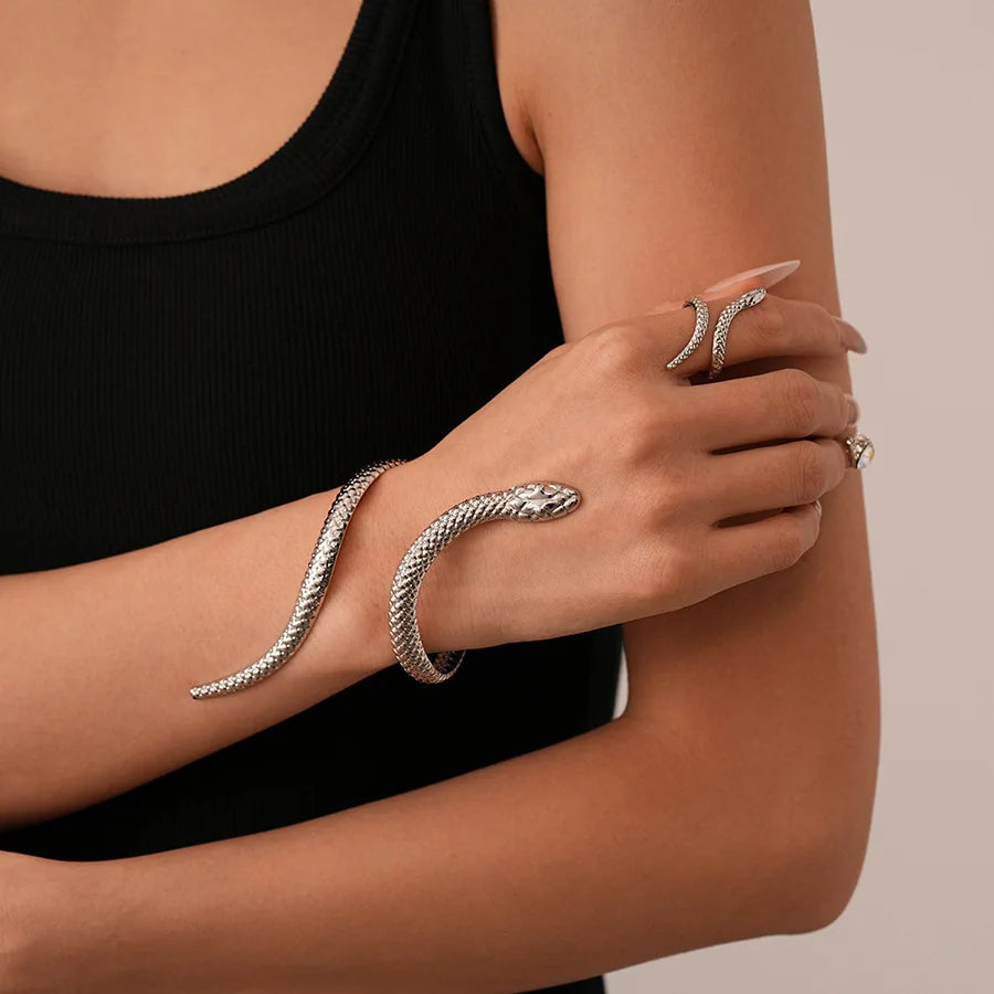 Kacob | Sculpted Serpent Cuff and Ring Set