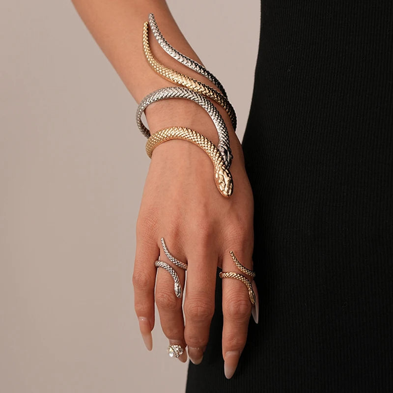 Kacob | Sculpted Serpent Cuff and Ring Set