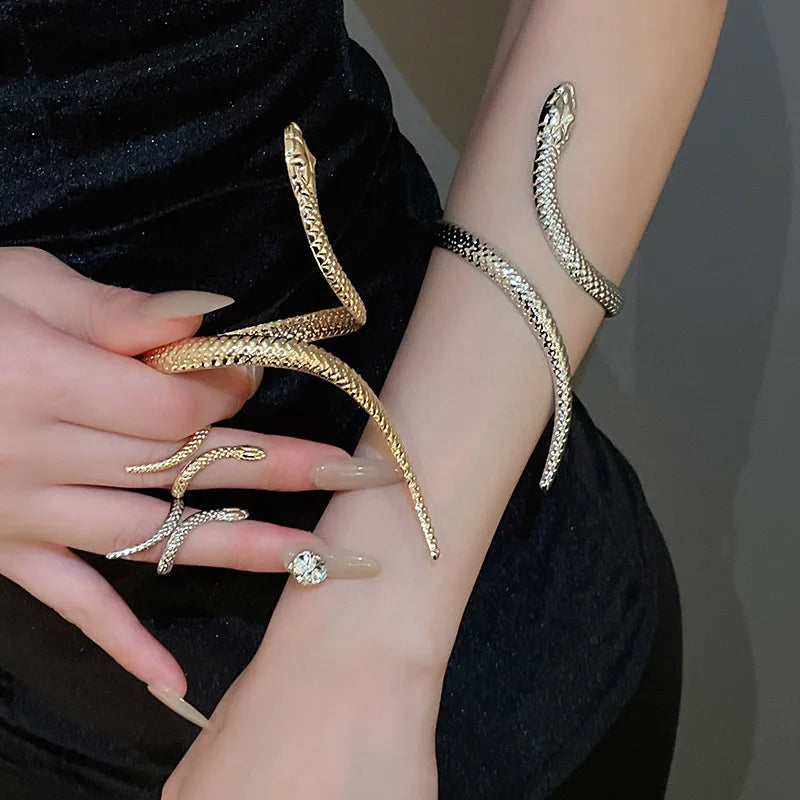 Kacob | Sculpted Serpent Cuff and Ring Set