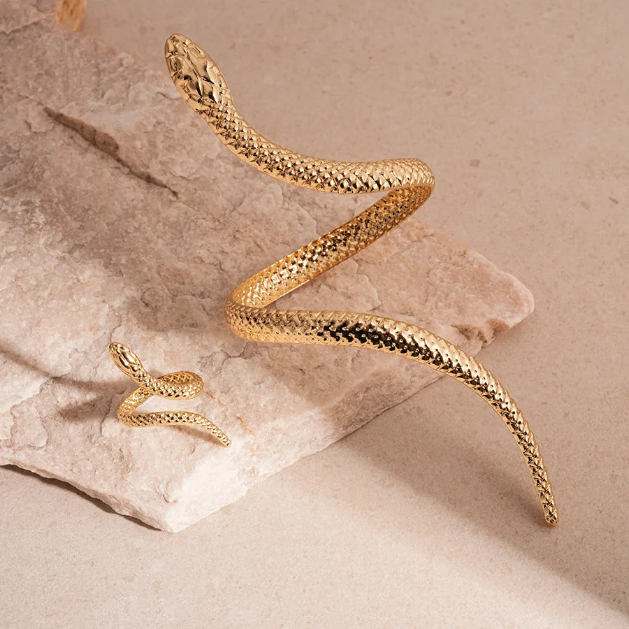 Kacob | Sculpted Serpent Cuff and Ring Set