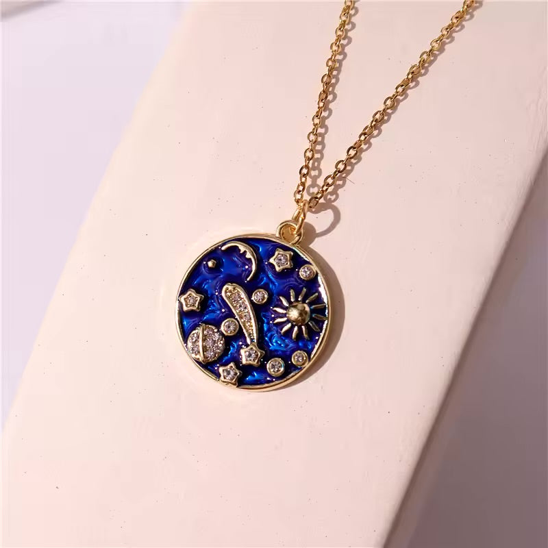 Kacob | Star and Moon Disc Pendant Necklace