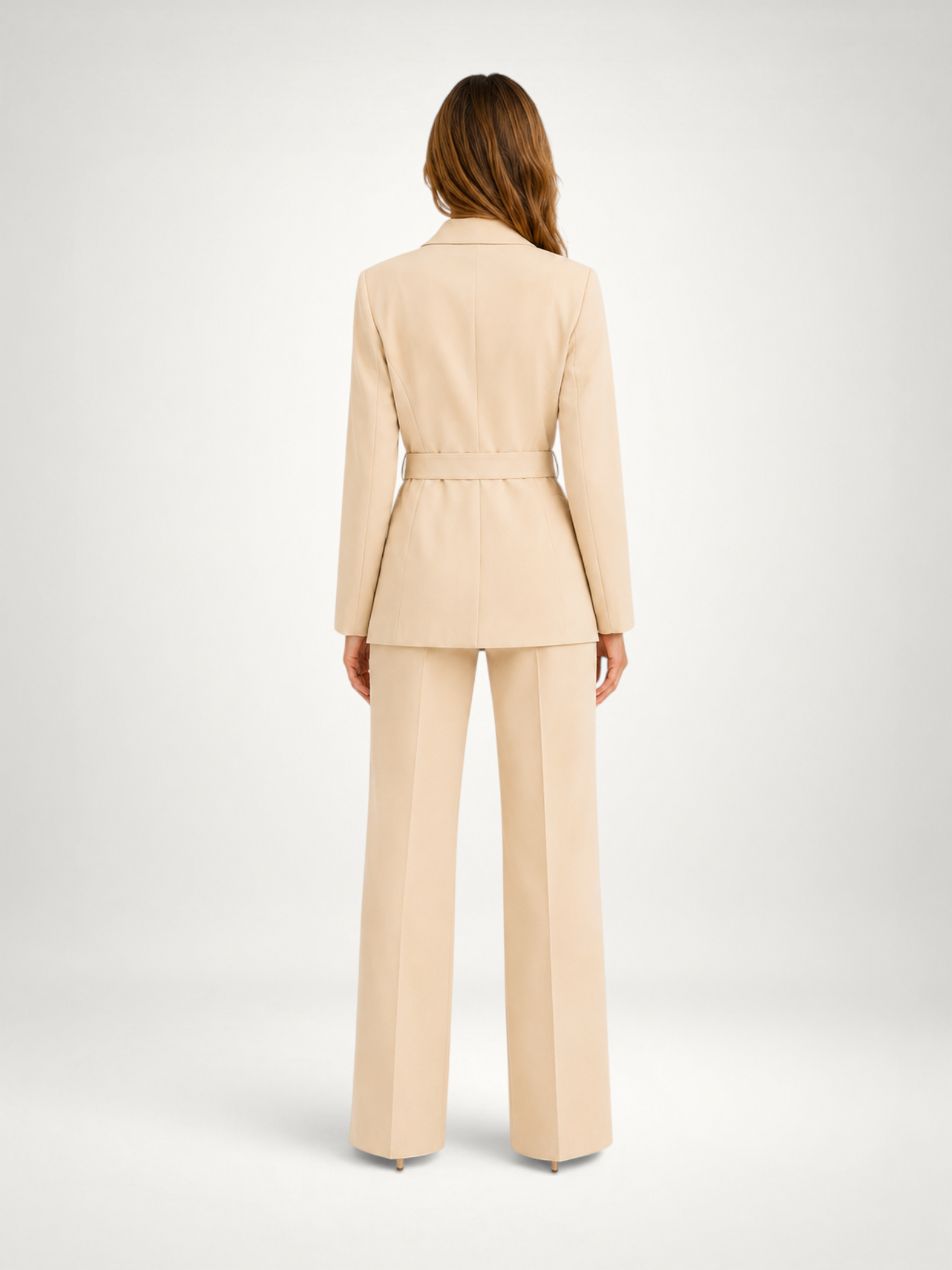 Kacob | Women's Belted Blazer & Wide Leg Trouser Co-Ord Set