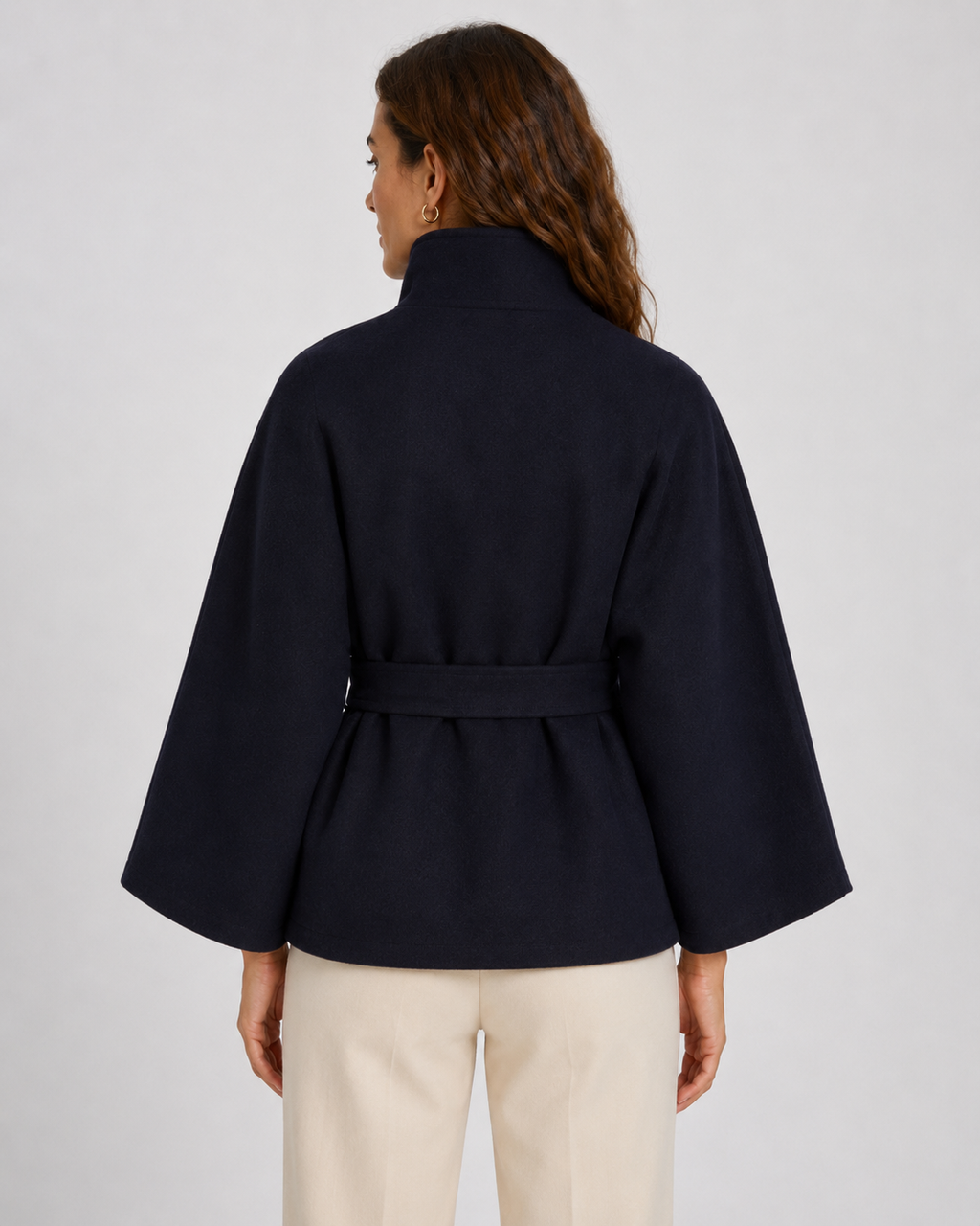 Kacob | Women's Belted Funnel Neck Cape