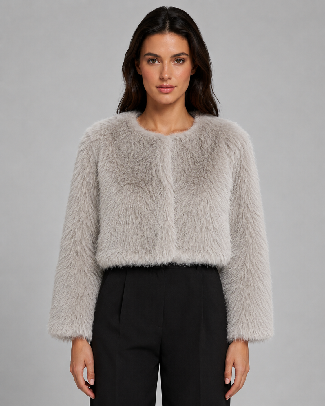 Kacob | Women's Boxy Cropped Faux Fur Jacket