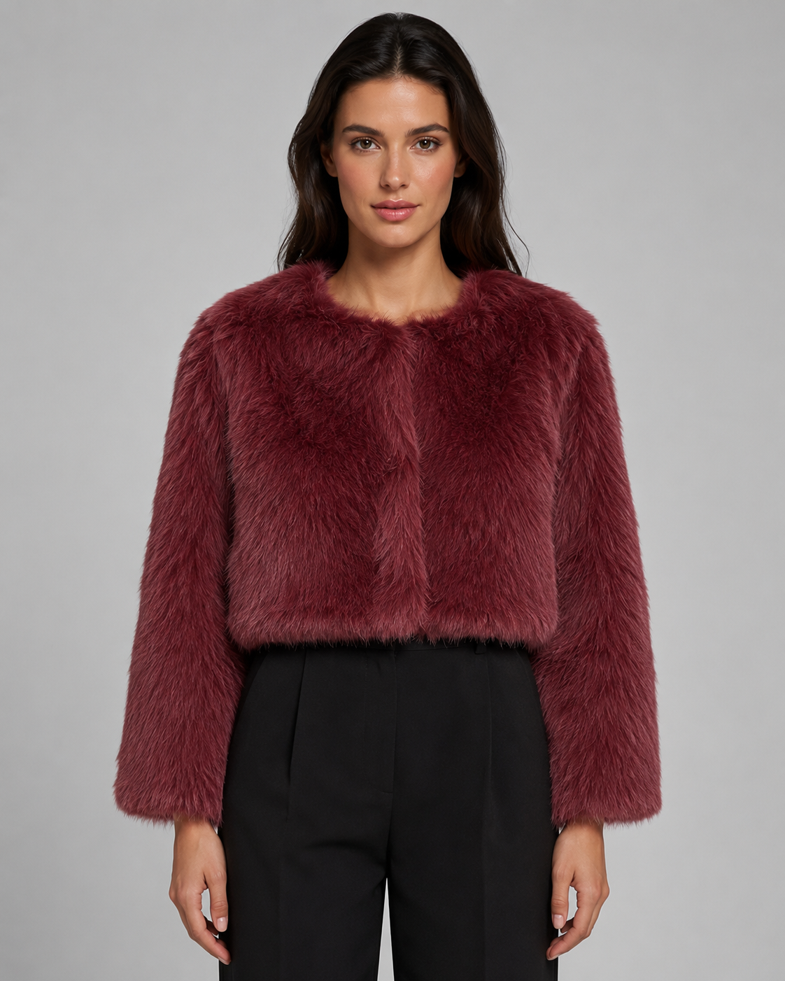 Kacob | Women's Boxy Cropped Faux Fur Jacket