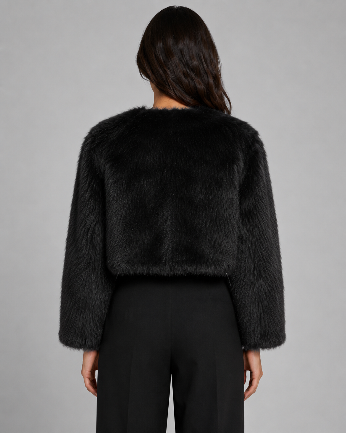 Kacob | Women's Boxy Cropped Faux Fur Jacket