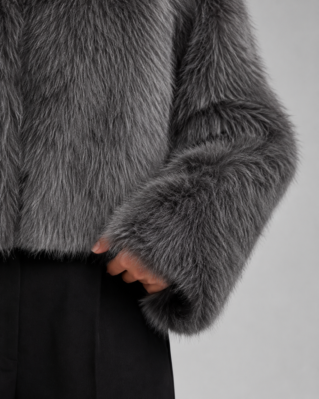 Kacob | Women's Boxy Cropped Faux Fur Jacket