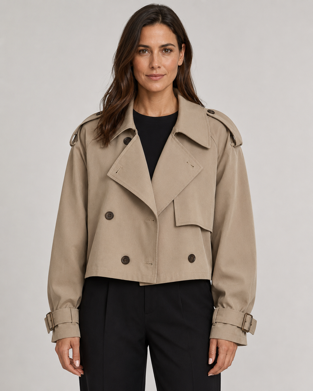 Kacob | Women's Buckle Cuff Cropped Trench Coat