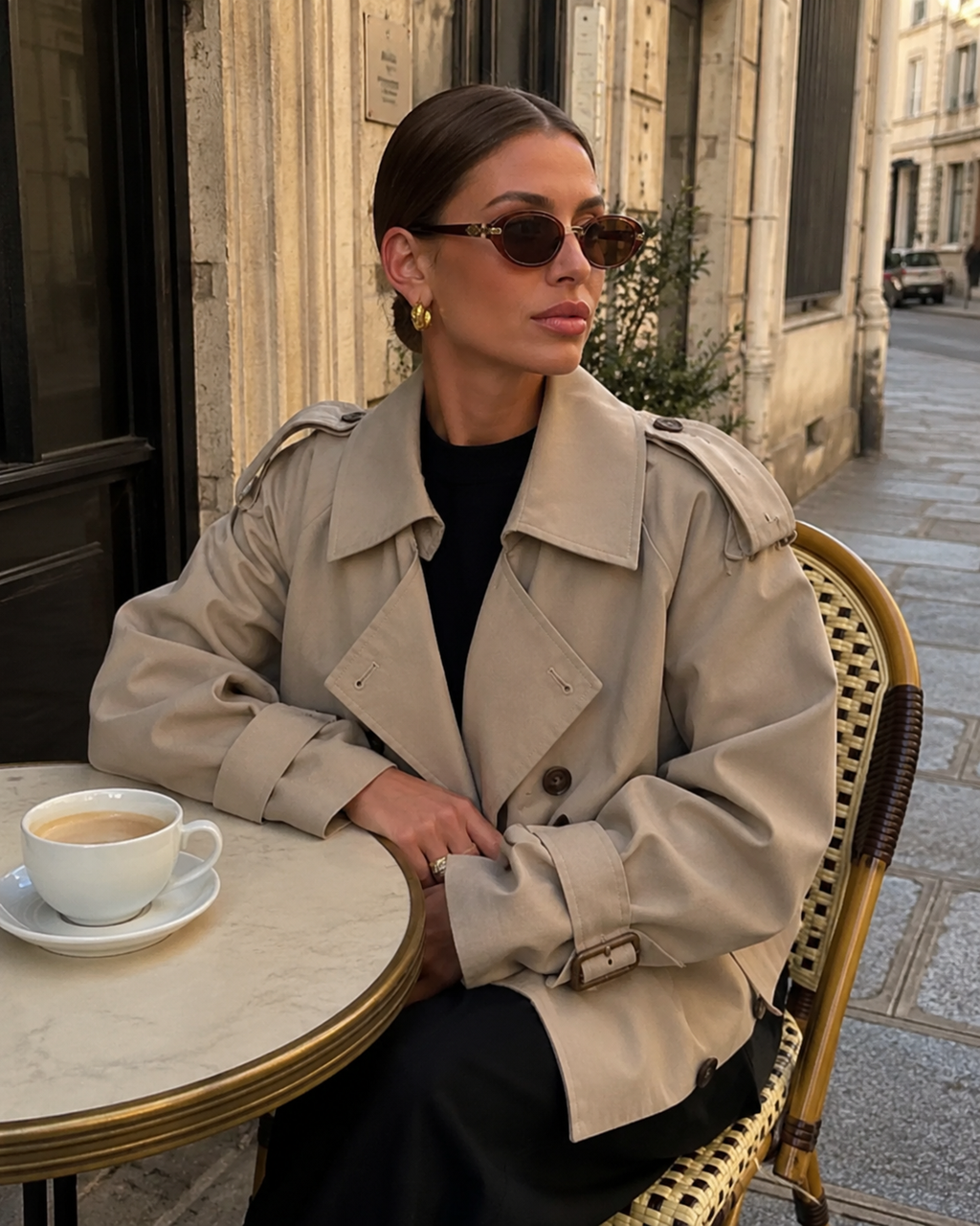 Kacob | Women's Buckle Cuff Cropped Trench Coat