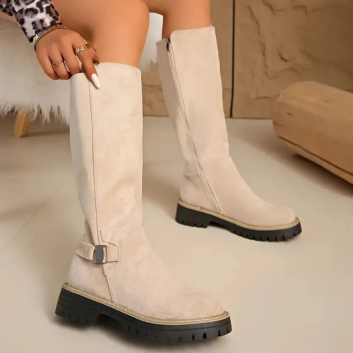 Kacob | Women's Buckle Detail Knee High Boots