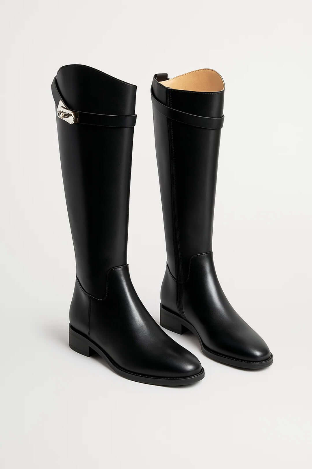 Women's Buckle Detail Knee-High Riding Boots