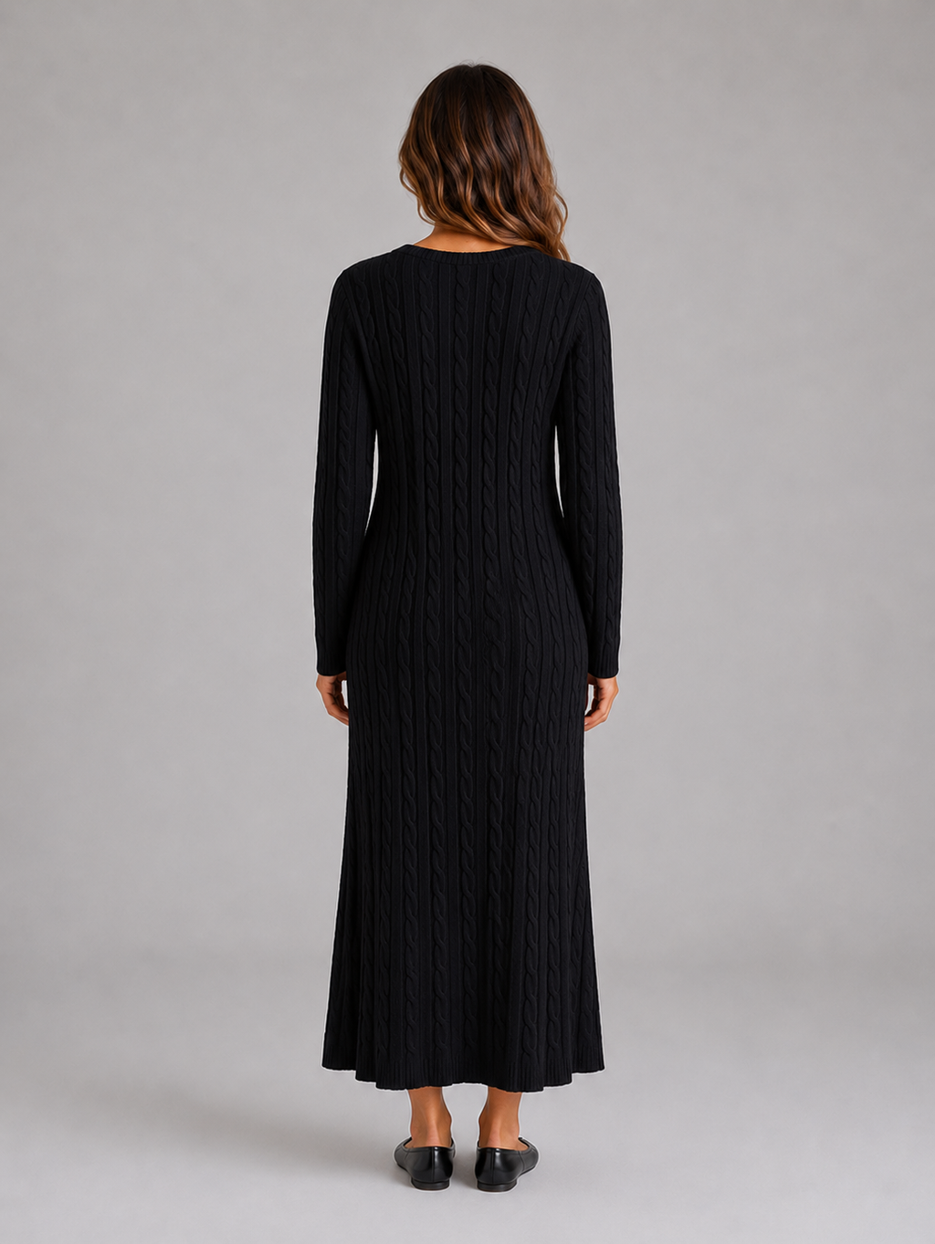 Kacob | Women's Cable Knit Long Sleeve Maxi Jumper Dress
