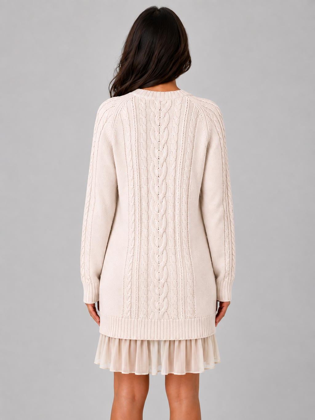Kacob | Women's Cable Knit Pleated Hem Jumper Mini Dress