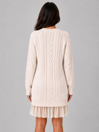 Kacob | Women's Cable Knit Pleated Hem Jumper Mini Dress