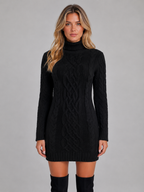 Kacob | Women's Cable Knit Roll Neck Jumper Dress