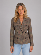 Kacob | Women's Checked Double Breasted Tailored Blazer