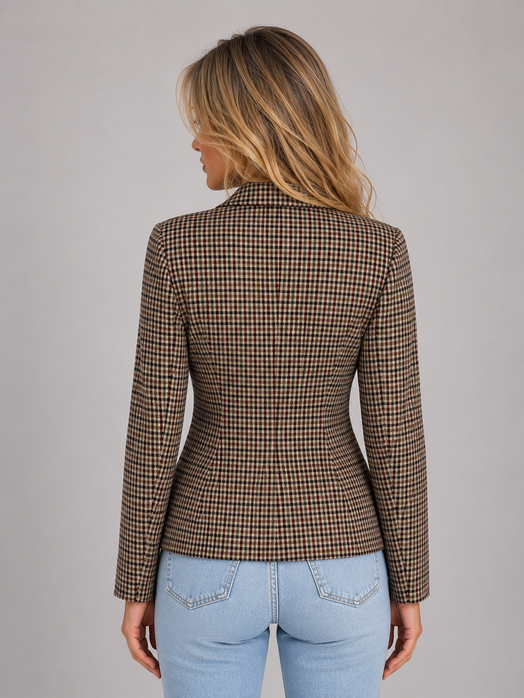 Kacob | Women's Checked Double Breasted Tailored Blazer