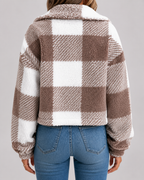 Kacob | Women's Checked Teddy Button Jacket