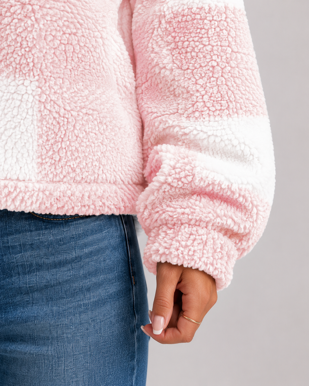 Kacob | Women's Checked Teddy Button Jacket