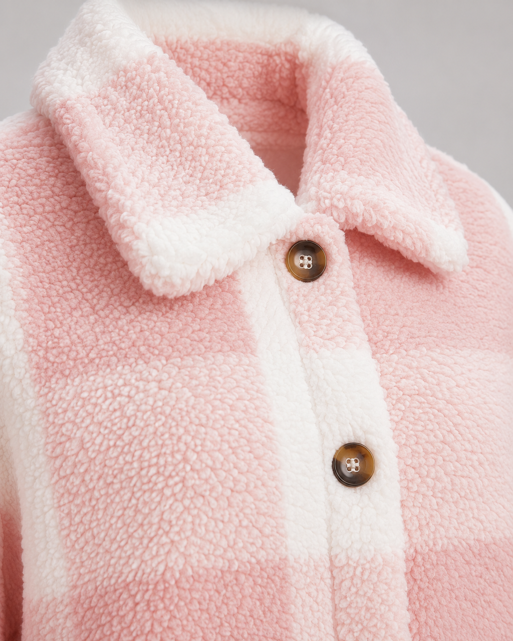 Kacob | Women's Checked Teddy Button Jacket