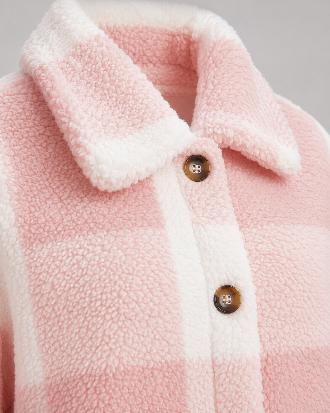 Kacob | Women's Checked Teddy Button Jacket