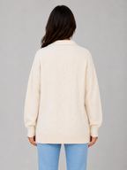 Kacob | Women's Chunky Cable Knit Half Zip Jumper