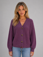 Kacob | Women's Chunky Ribbed Knit Button Front Cardigan