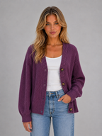 Kacob | Women's Chunky Ribbed Knit Button Front Cardigan
