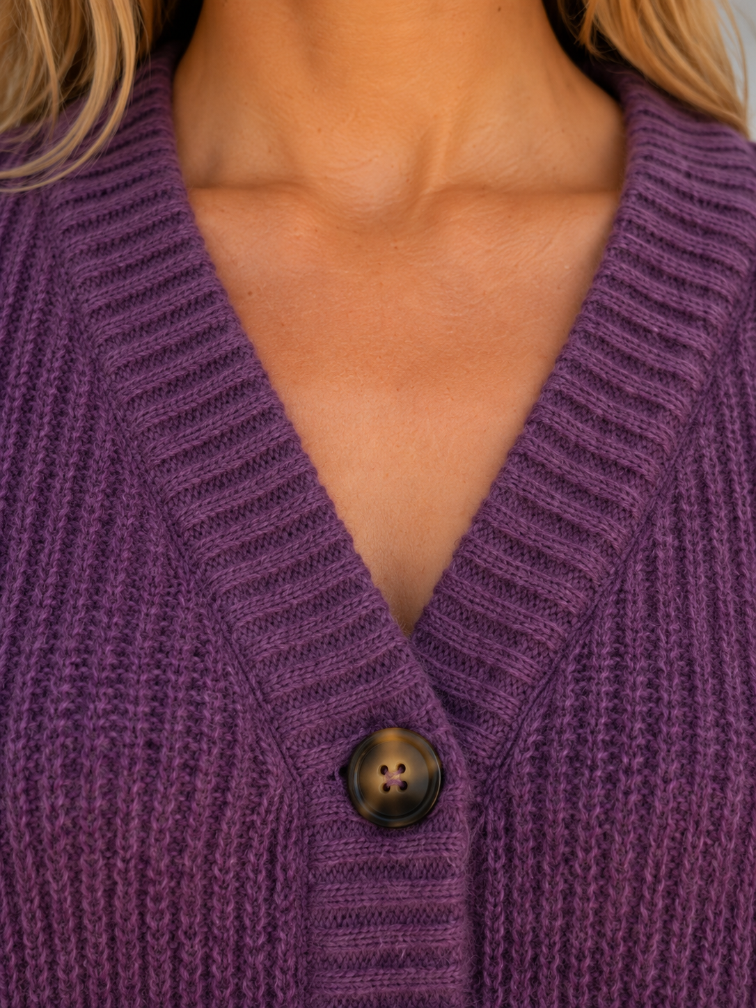 Kacob | Women's Chunky Ribbed Knit Button Front Cardigan
