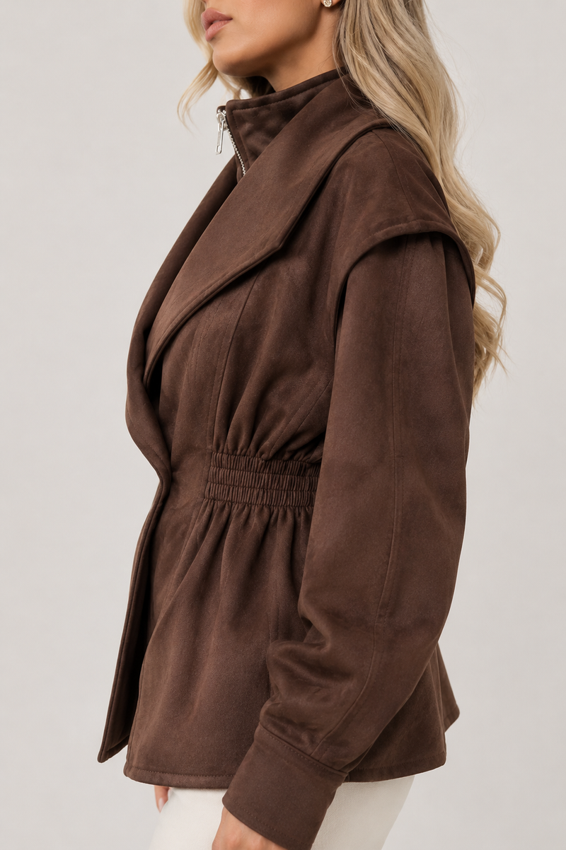 Kacob | Women's Cinched Waist Suede-Look Jacket