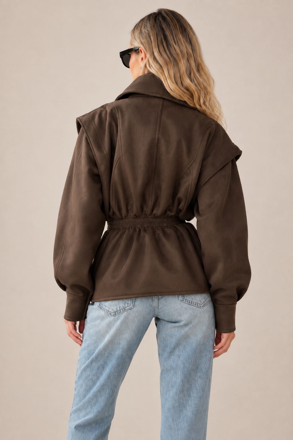 Kacob | Women's Cinched Waist Suede-Look Jacket