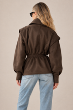 Kacob | Women's Cinched Waist Suede-Look Jacket