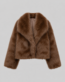 Kacob | Women's Collared Cropped Faux Fur Jacket