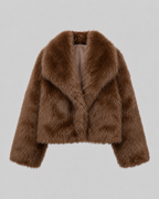 Kacob | Women's Collared Cropped Faux Fur Jacket