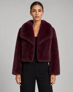 Kacob | Women's Collared Cropped Faux Fur Jacket
