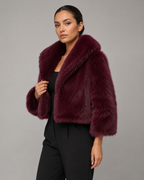 Kacob | Women's Collared Cropped Faux Fur Jacket