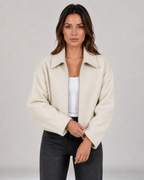 Kacob | Women's Collared Cropped Zip-Up Jacket