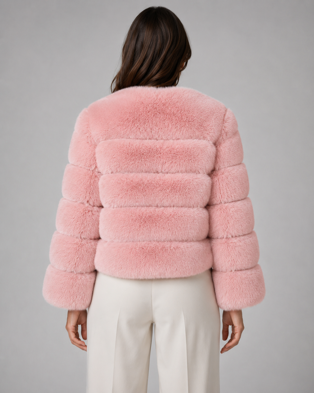 Kacob | Women's Collarless Faux Fur Jacket