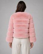 Kacob | Women's Collarless Faux Fur Jacket