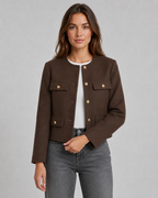 Kacob | Women's Collarless Gold Button Jacket