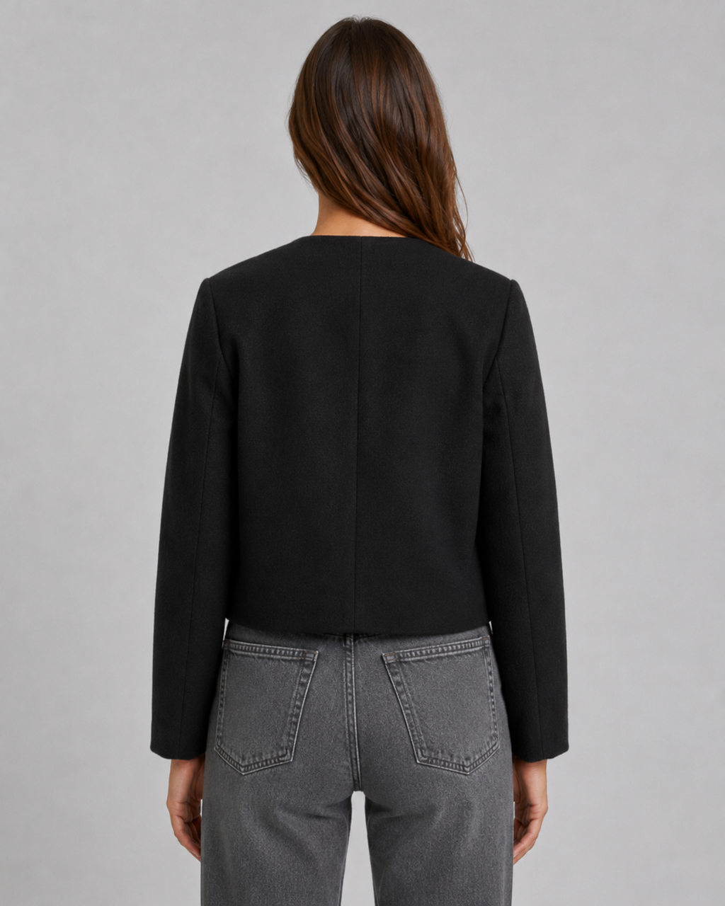 Kacob | Women's Collarless Gold Button Jacket