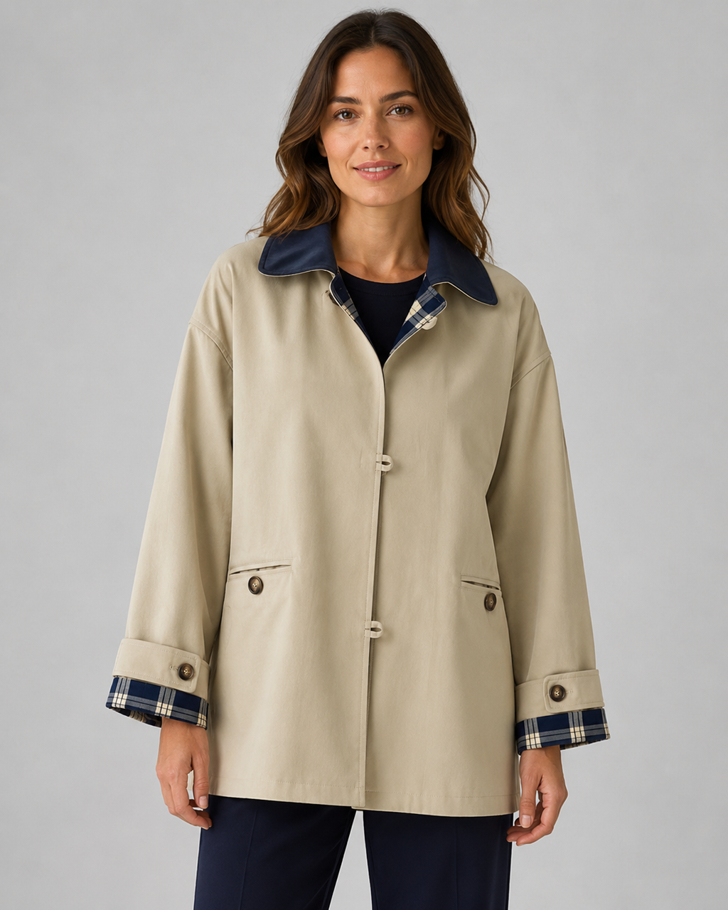 Kacob | Women's Contrast Collar Barn Jacket