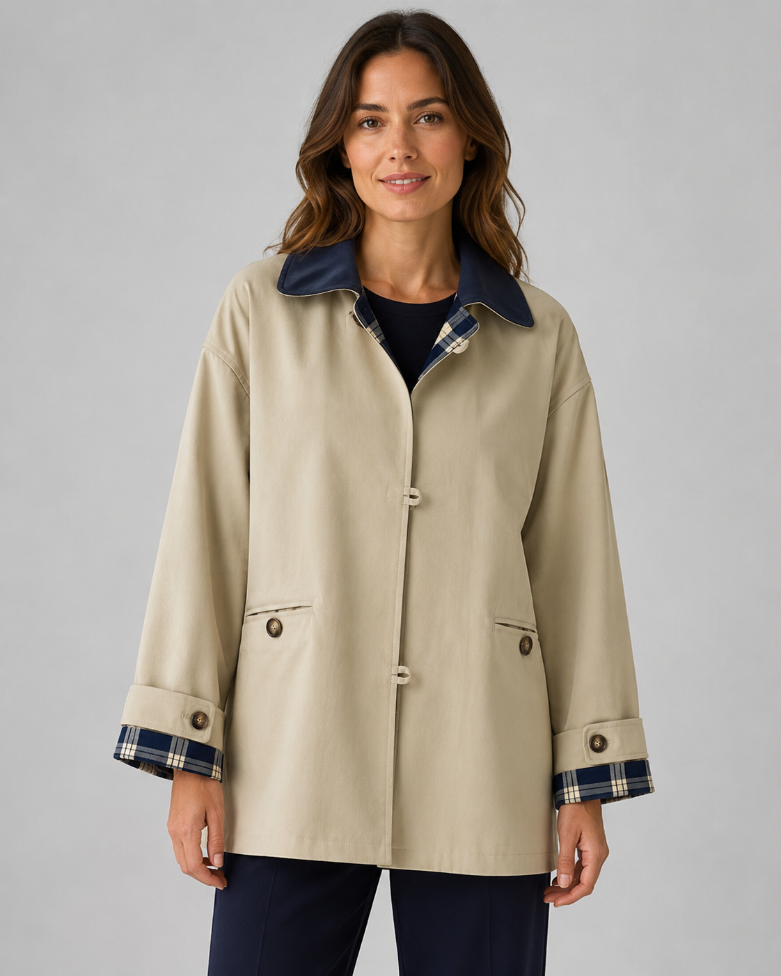 Kacob | Women's Contrast Collar Barn Jacket