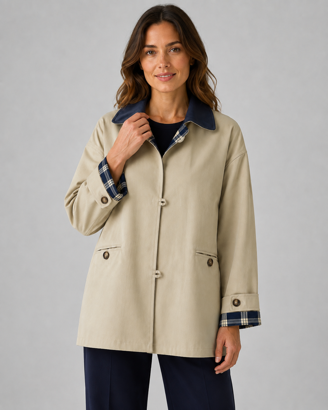 Kacob | Women's Contrast Collar Barn Jacket