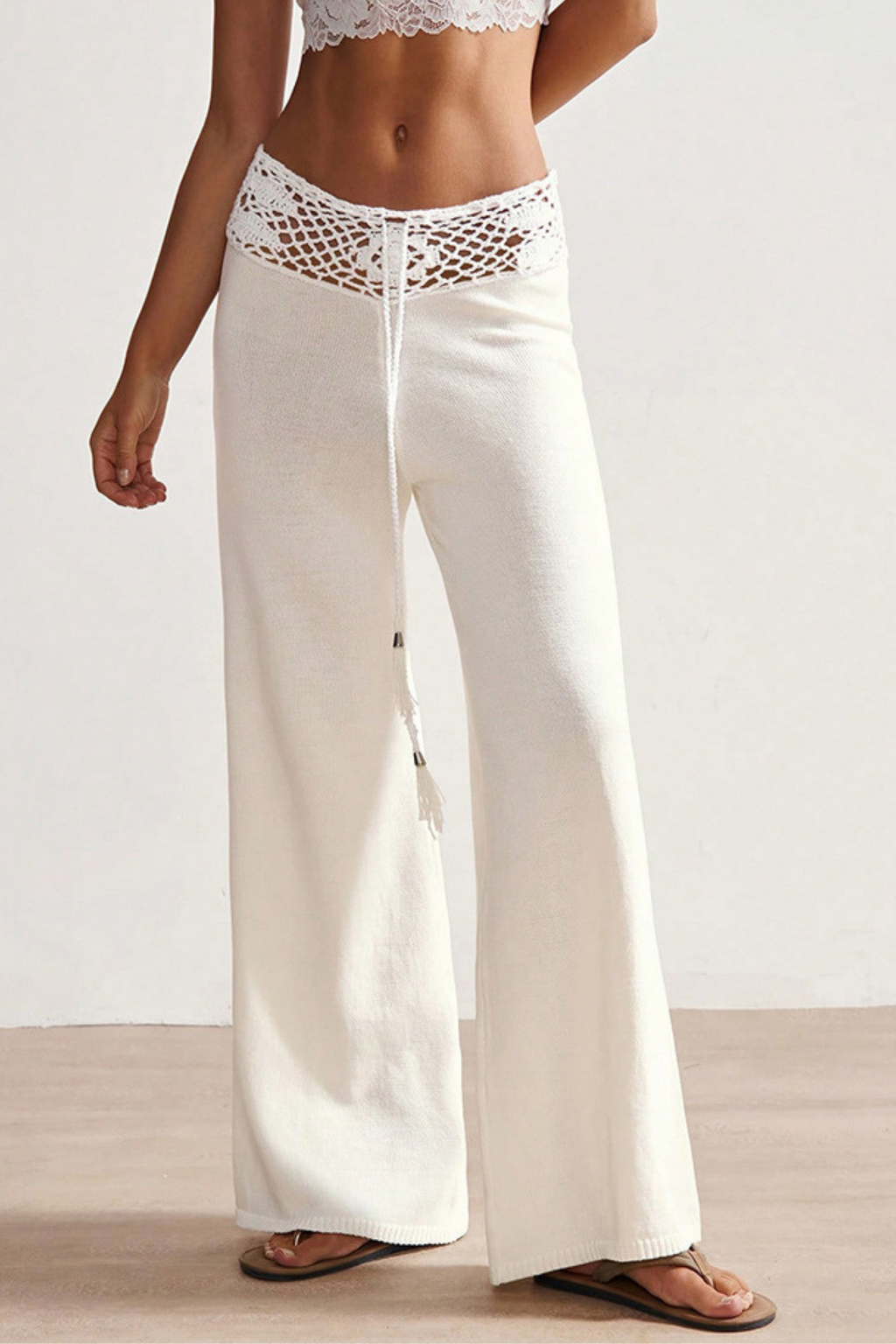 Kacob | Women's Crochet Trim Knit Trousers
