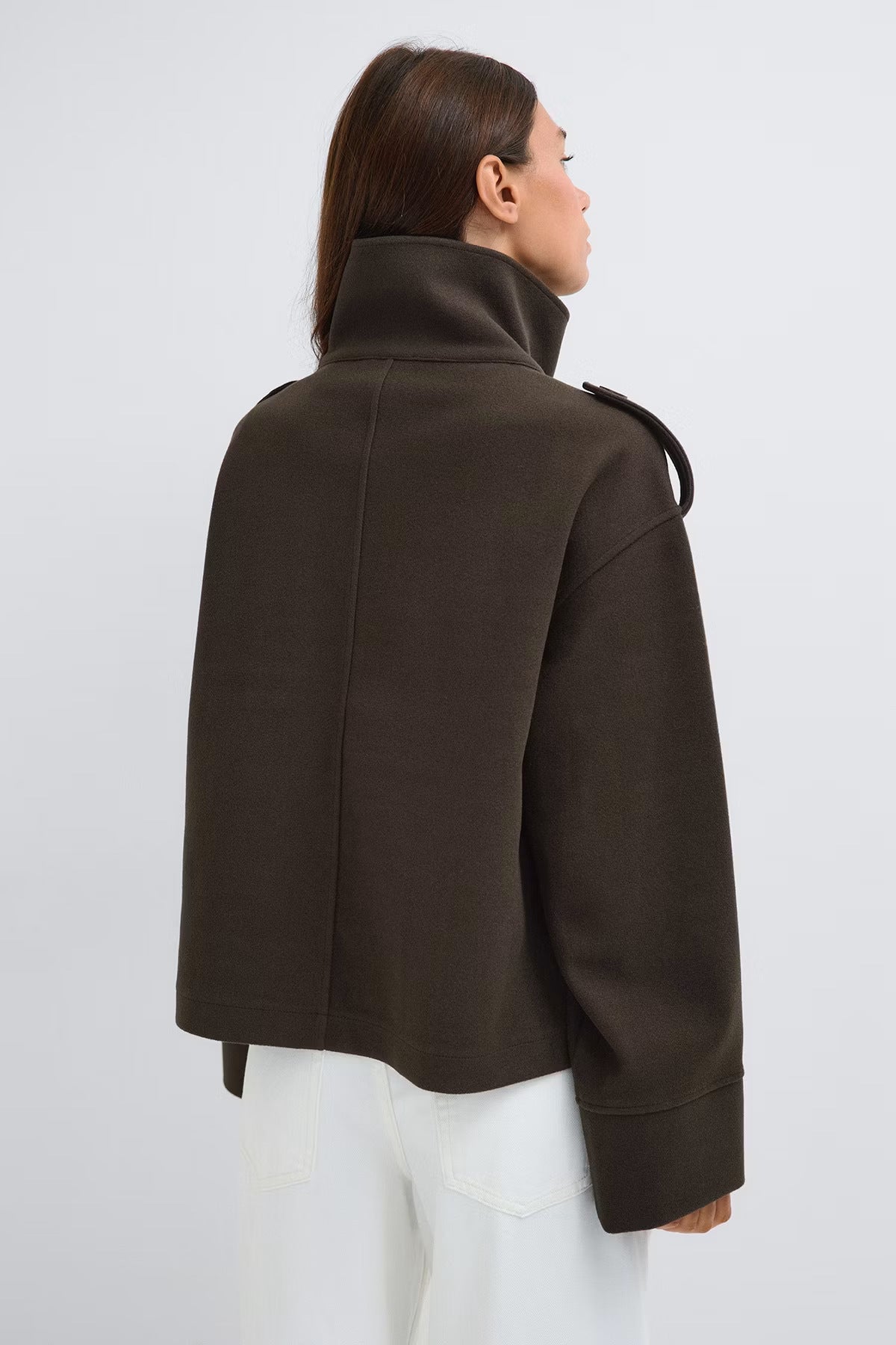 Kacob | Women's Cropped Double-Breasted Pea Coat