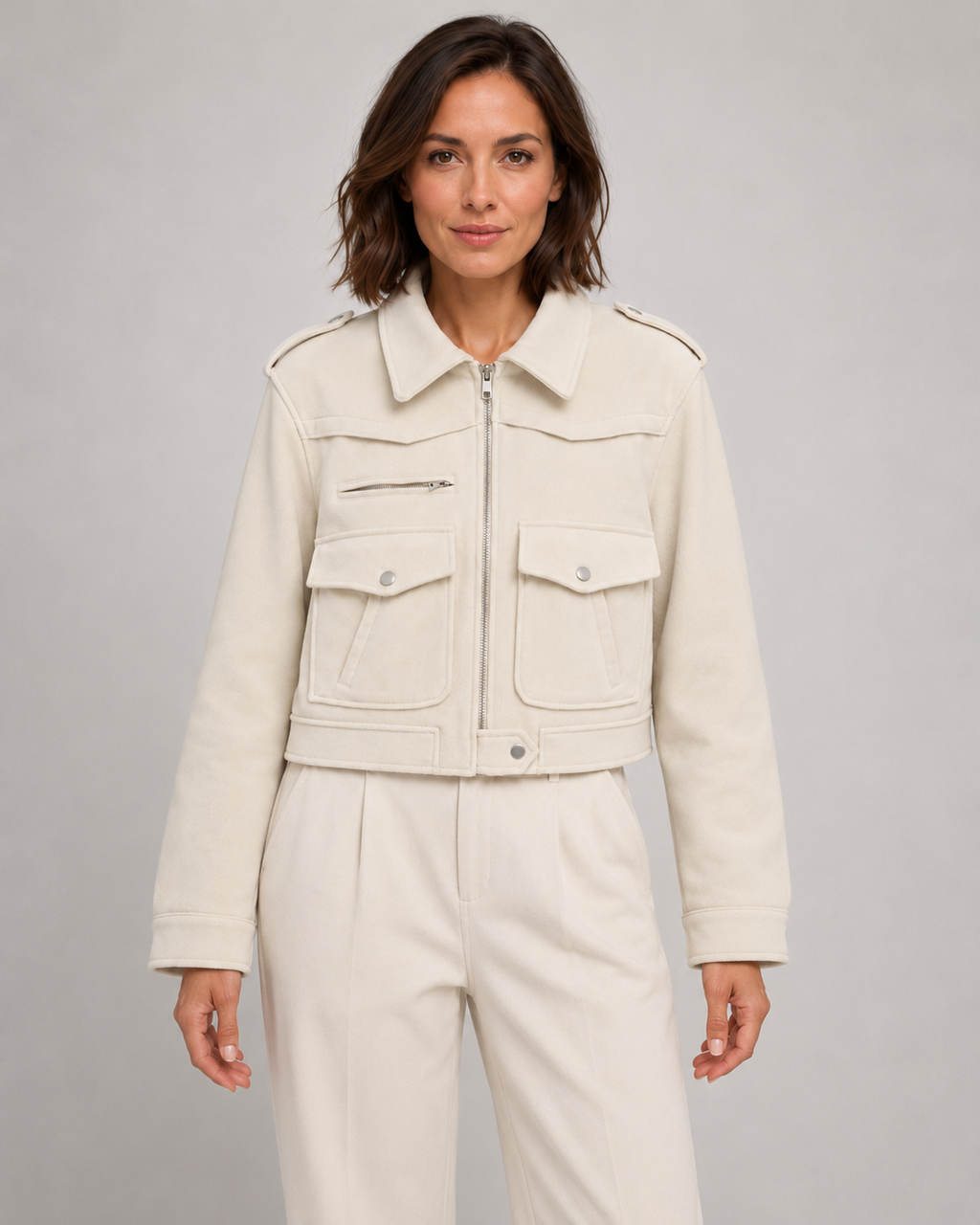 Kacob | Women's Cropped Suede-Effect Jacket