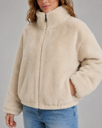 Kacob | Women's Cropped Teddy Zip Jacket