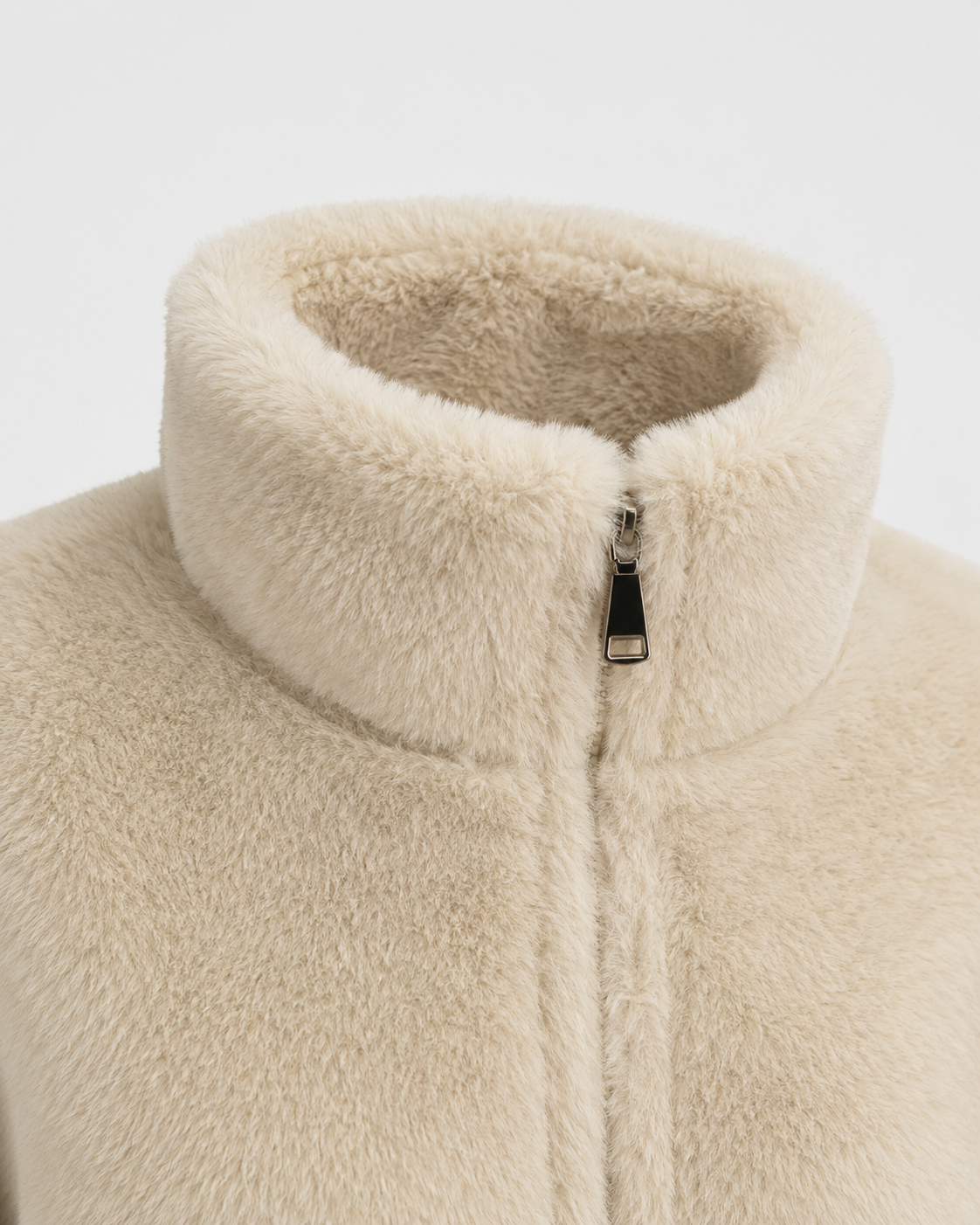 Kacob | Women's Cropped Teddy Zip Jacket